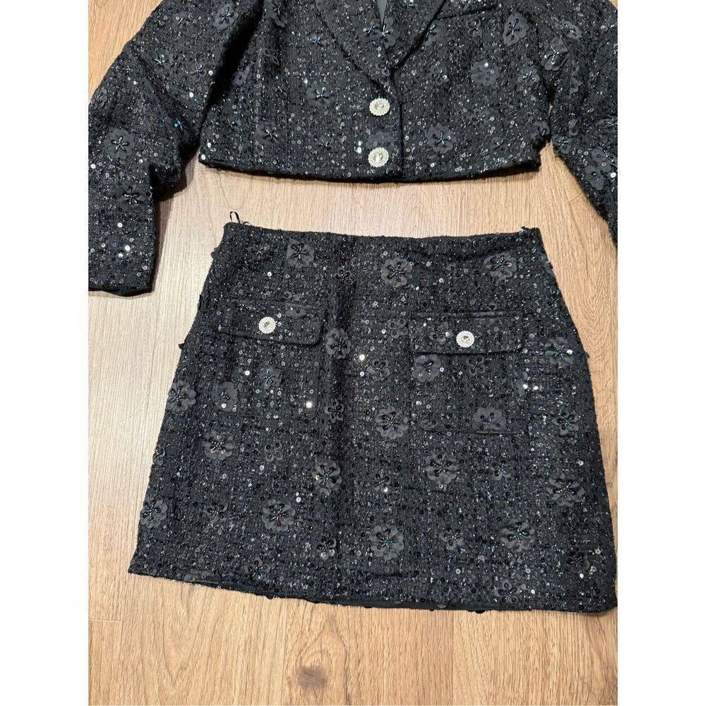 Elliatt Denver Denim Blue Cropped Jacket & Mini Skirt Set Classic size M NWT - Picture 6 of 8